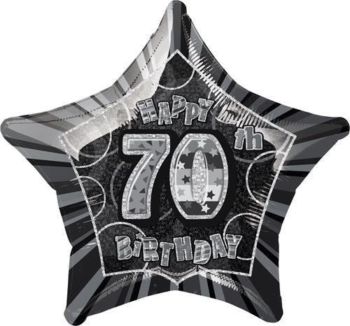 Glitz Black 70th Birthday Star 50cm (20") Foil Balloon